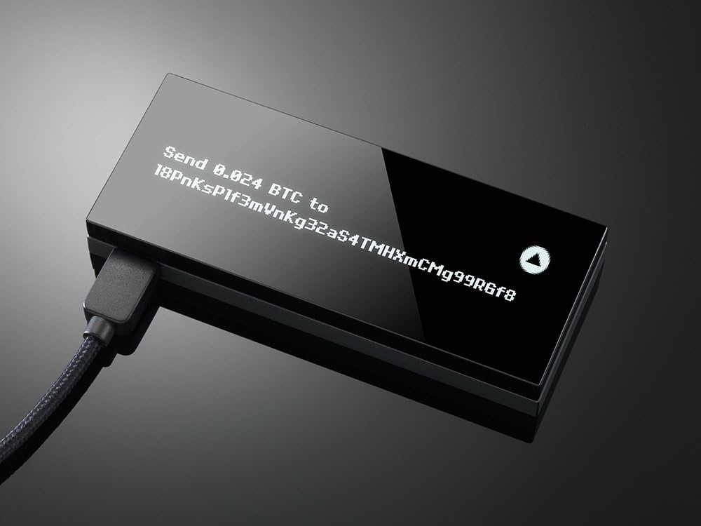 KeepKey Crypto Hardware Wallet on a Dark Black Reflective Background