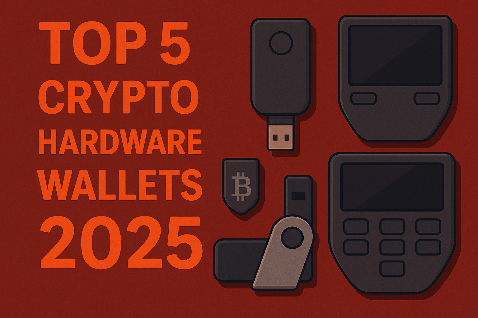 Graphic of the top 5 crypto hardware wallets 2025